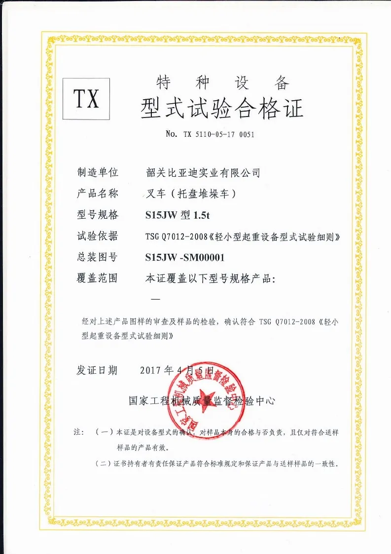 Certificado de teste do tipo S15JW