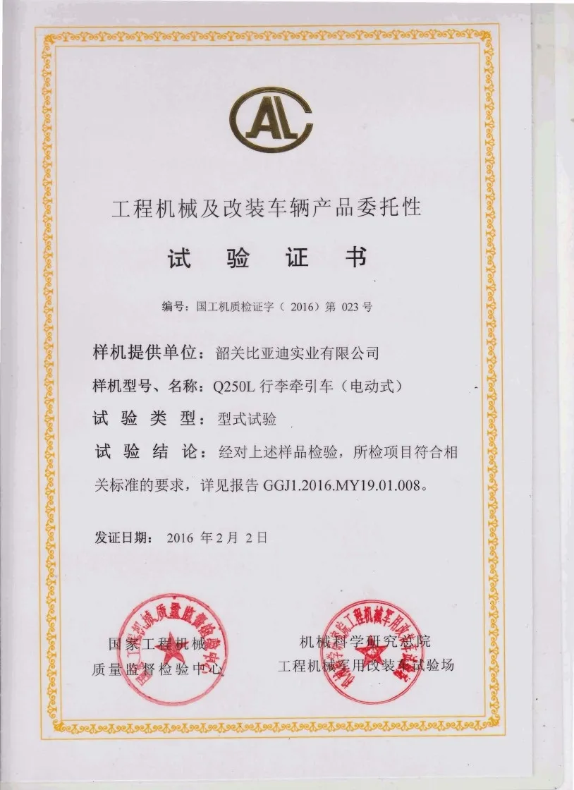 Certificado de teste do tipo Q250L