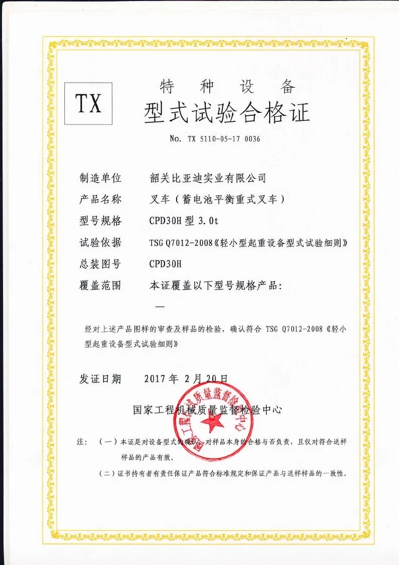 Certificado de teste do tipo CPD30H