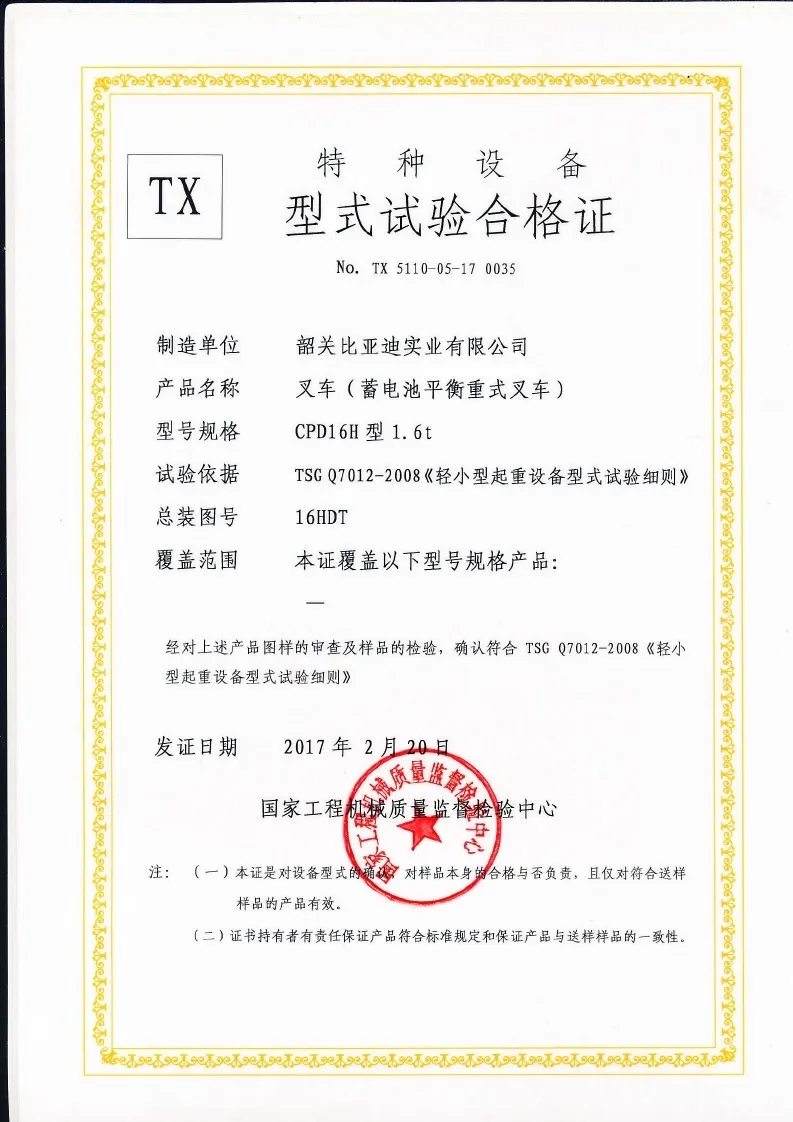 Certificado de teste do tipo CPD16H