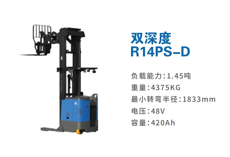 Empilhadeira elétrica de alcance duplo de profundidade em stand-by BYD-R14PS-D
