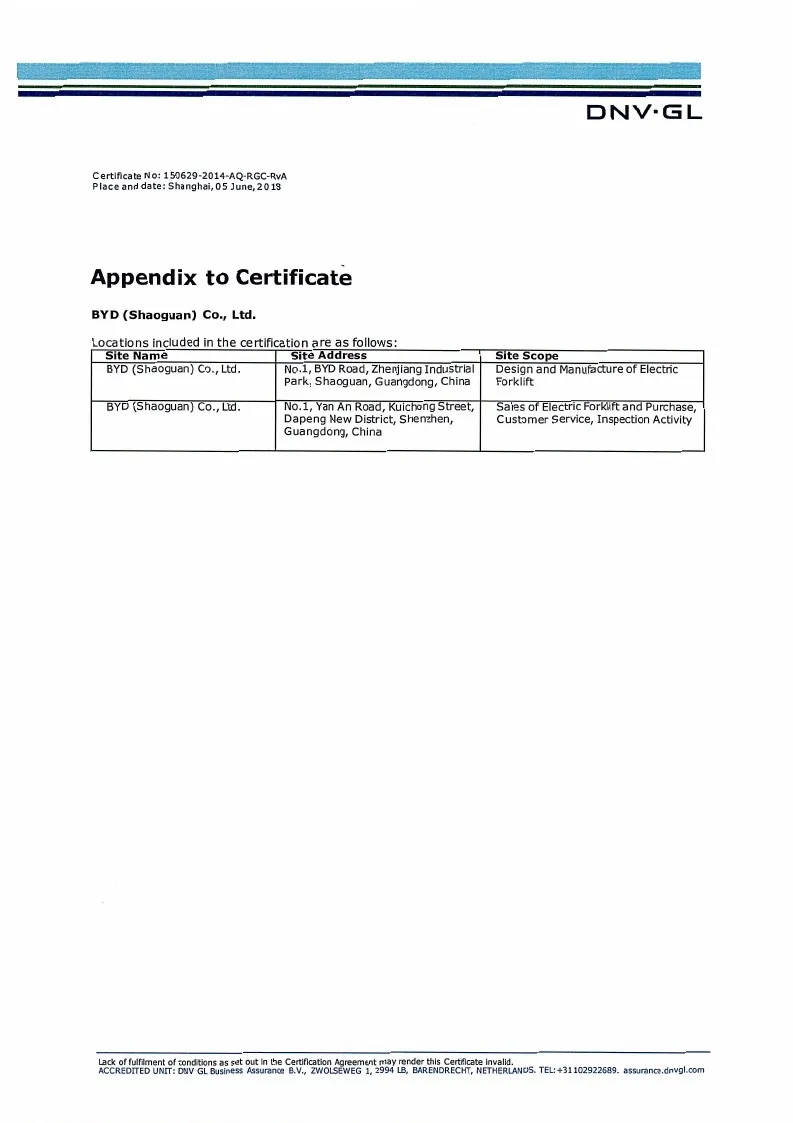 Certificado do Sistema de Gestão da Qualidade - ISO9001: 2015GBT19001-2016 (Port